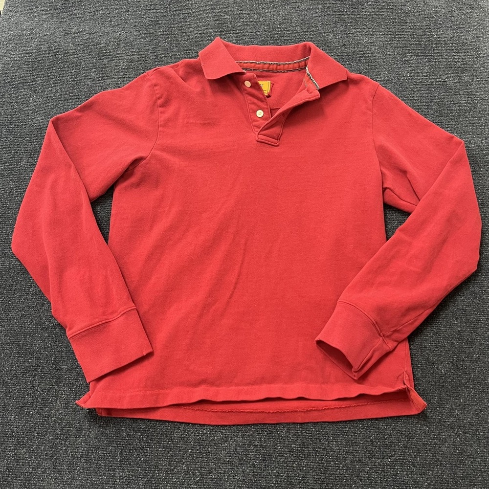 Trailer Polo Shirt Mens Large Red Long Sleeve Cotton Knit Collared Top